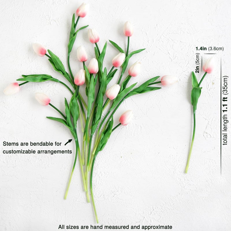 FiveSeasonStuff Real Touch Tulips Artificial Flowers â€“ 15 Stems Faux Tulip Bouquet in Gift Box for Wedding, Home Decor, Party, Floral Arrangements (Lovable Pink) - Image 3